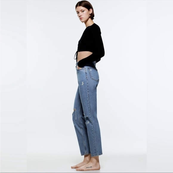 NWT ZARA THE 90’S DISTRESSED MOM FIT JEANS SIZE 10 - Picture 5 of 10